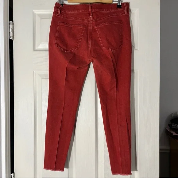 Ann Taylor Women’s 8 Petite Skinny Jeans Red Raw Hem High Waist Casual Valentine - Picture 3 of 10